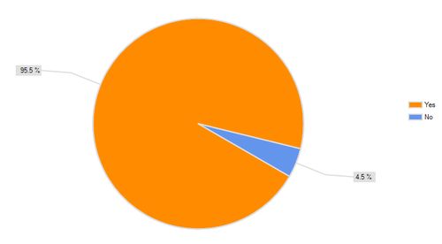 Pie Chart Over 95% Indicate they learned something helpful